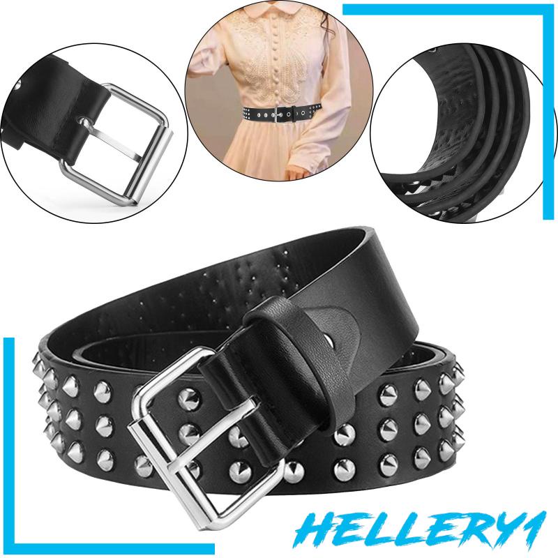 [Hellery1] Thắt Lưng Da PU Khóa Cài Có Thể Điều Chỉnh Phong Cách Punk Dành Cho Nam