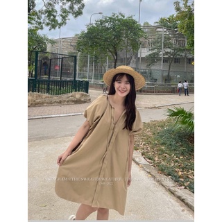 Váy babydoll chất thô cổ xẻ tay bồng the.sweaterweather TSW