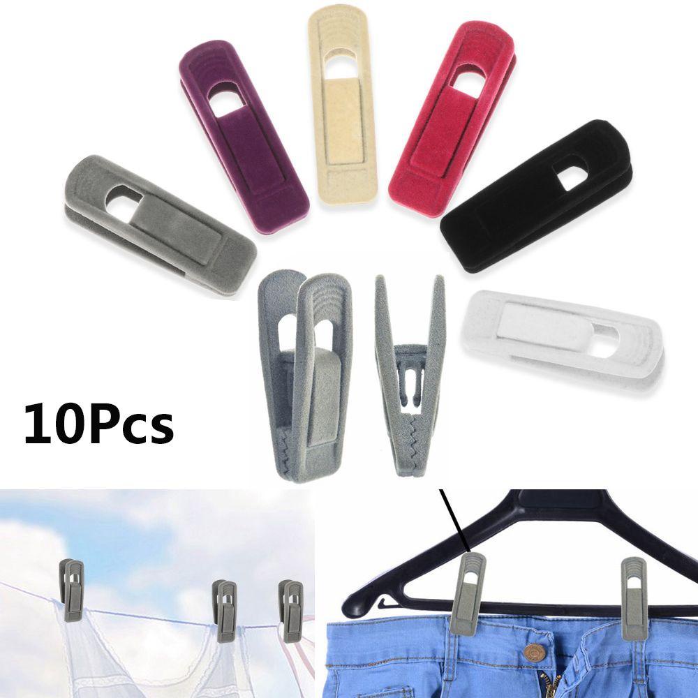 Set 10 Móc Treo Quần Áo Bằng Nhung Chống Trượt Tiện Dụng