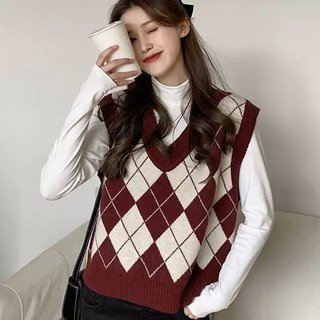 Áo gile len trám chất liệu len bông xù thích hợp thời tiết thu đông Friday