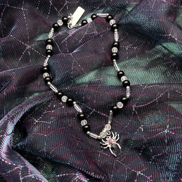 Vòng cổ Xương Quai Xanh Đính Đá Hình Nhện Phong Cách punk Cho Nam Và Nữ