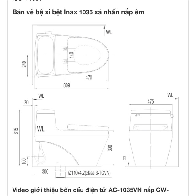 Bồn cầu INAX chính hãng AC-1035VN