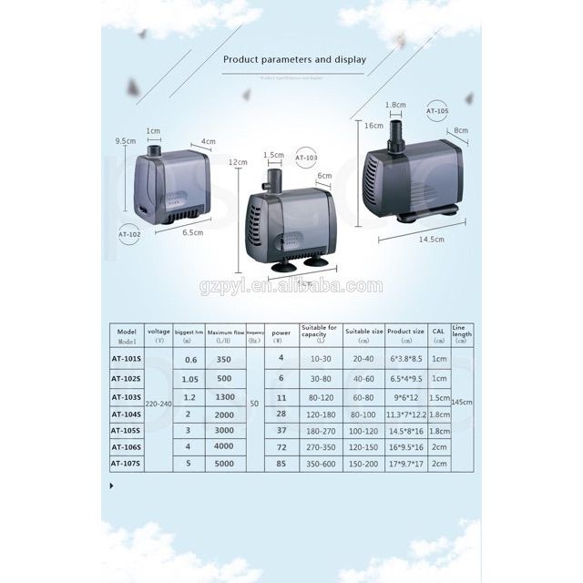 Máy bơm nước Atman AT-101s; AT-102s; AT-103s; AT-104s; AT-105s - Guppy Xanh