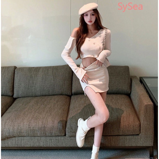 Bộ Áo Dệt Kim + Chân Váy Thời Trang Quyến Rũ Cho Nữ Mùa Thu