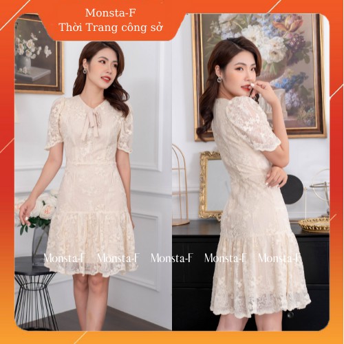 Váy ren đuôi cá cổ đính nơ. Monsta-F Thời Trang Công sở