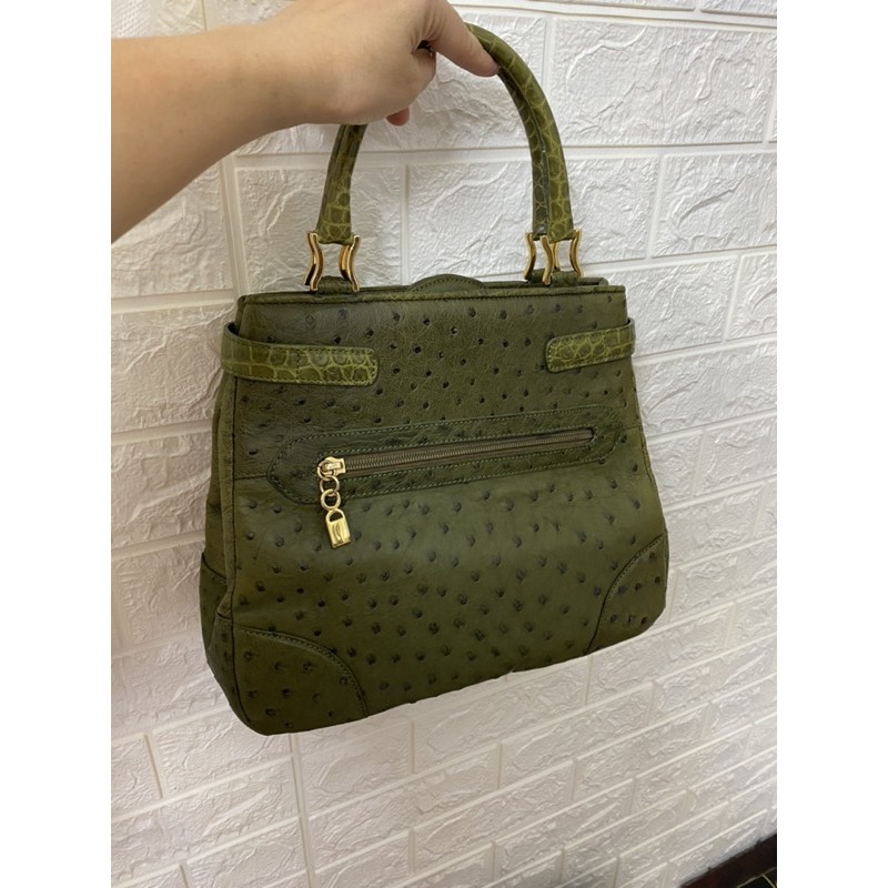 Túi cầm tay da đà điểu Ý-2-hands