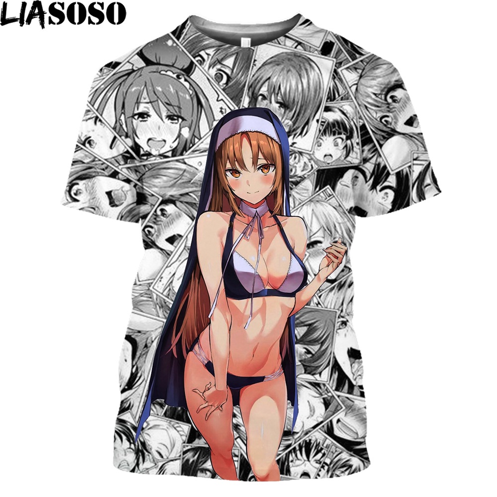 Hot Sexy Nun Áo Thun Tay Ngắn In Hình Manga Hentai Hentai 3D Dành Cho Nam Nữ