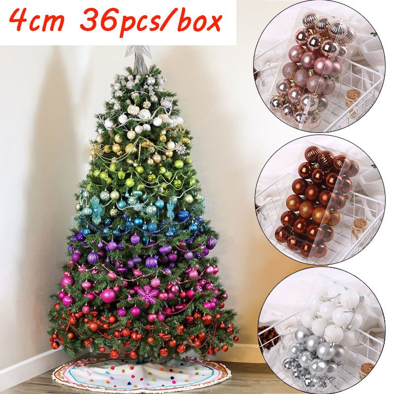 Hộp 36 Quả Cầu Kim Tuyến 4cm Trang Trí Cây Thông Noel