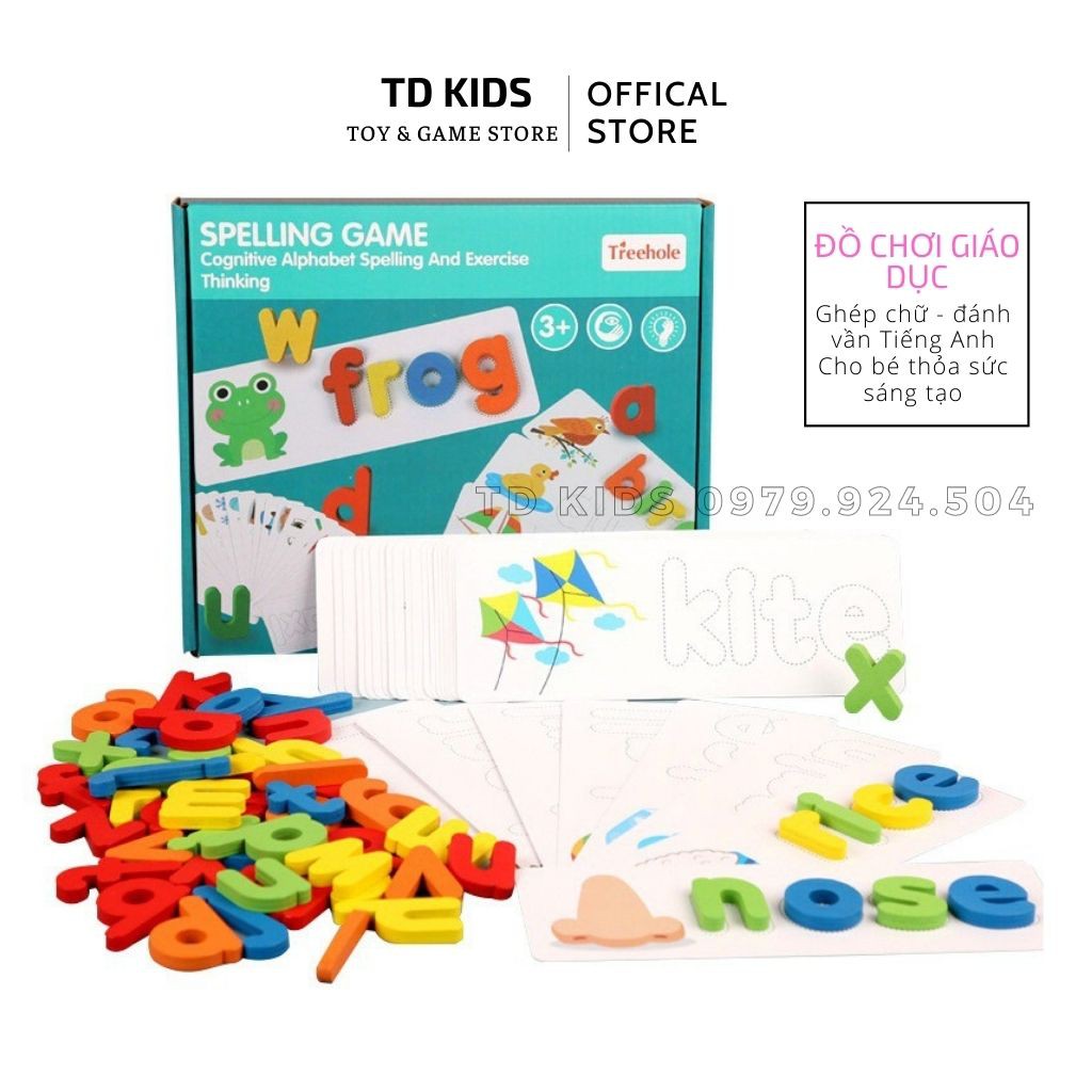 Đồ Chơi Ghép Chữ đánh vần Tiếng Anh Spelling Game 52 bộ thẻ học ghép chữ cho bé thỏa sức sáng tạo