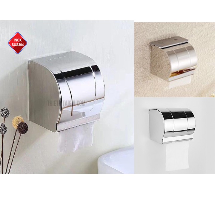 Hộp đựng giấy vệ sinh inox gắn tường cao cấp, chống ướt giấy không hoen gỉ trong môi trường chất tẩy rửa