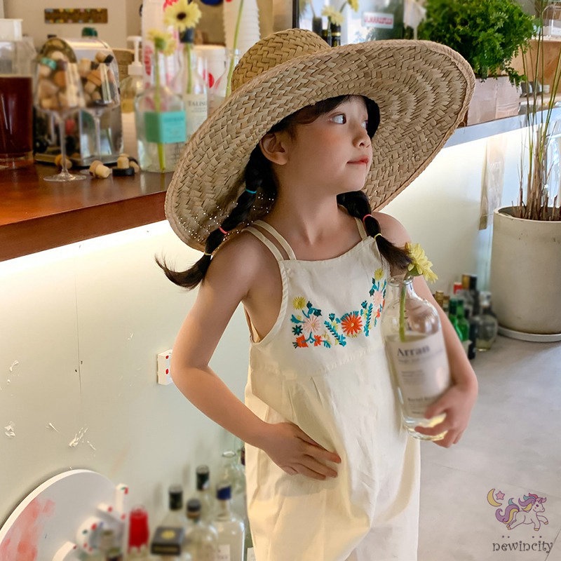 Bộ Áo Liền Quần Sát Nách Thêu Hoa Thời Trang Hàn Quốc Cho Bé Gái