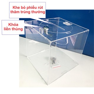 Thùng phiếu rút thăm mica 25x25x25cm - dày 2mm