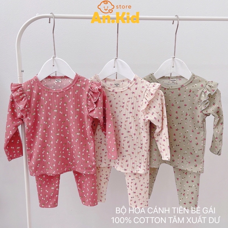 Bộ Dài Tay Cánh Tiên Bé Gái 8-18kg 100% Chất Cotton Thông Hơi Xuất Dư Hoạ Tiết Nhí, Mặc Thu Đông - AN.KID