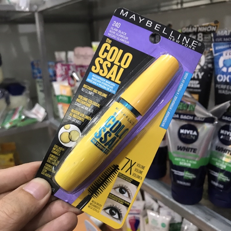 [XẢ KHO] Mascara Dưỡng Mi Collagen Dày Mi gấp 10 lần Maybelline New York Colossal Waterproof 8ml(hàng chính hãng)