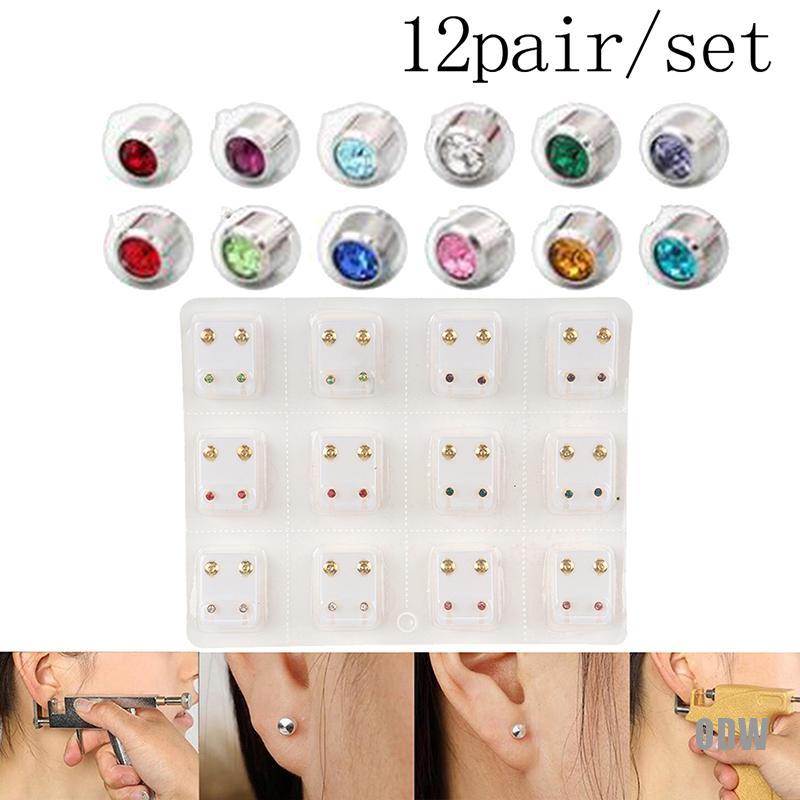 Set 12 Đôi Khuyên Tai Bằng Thép Y Tế