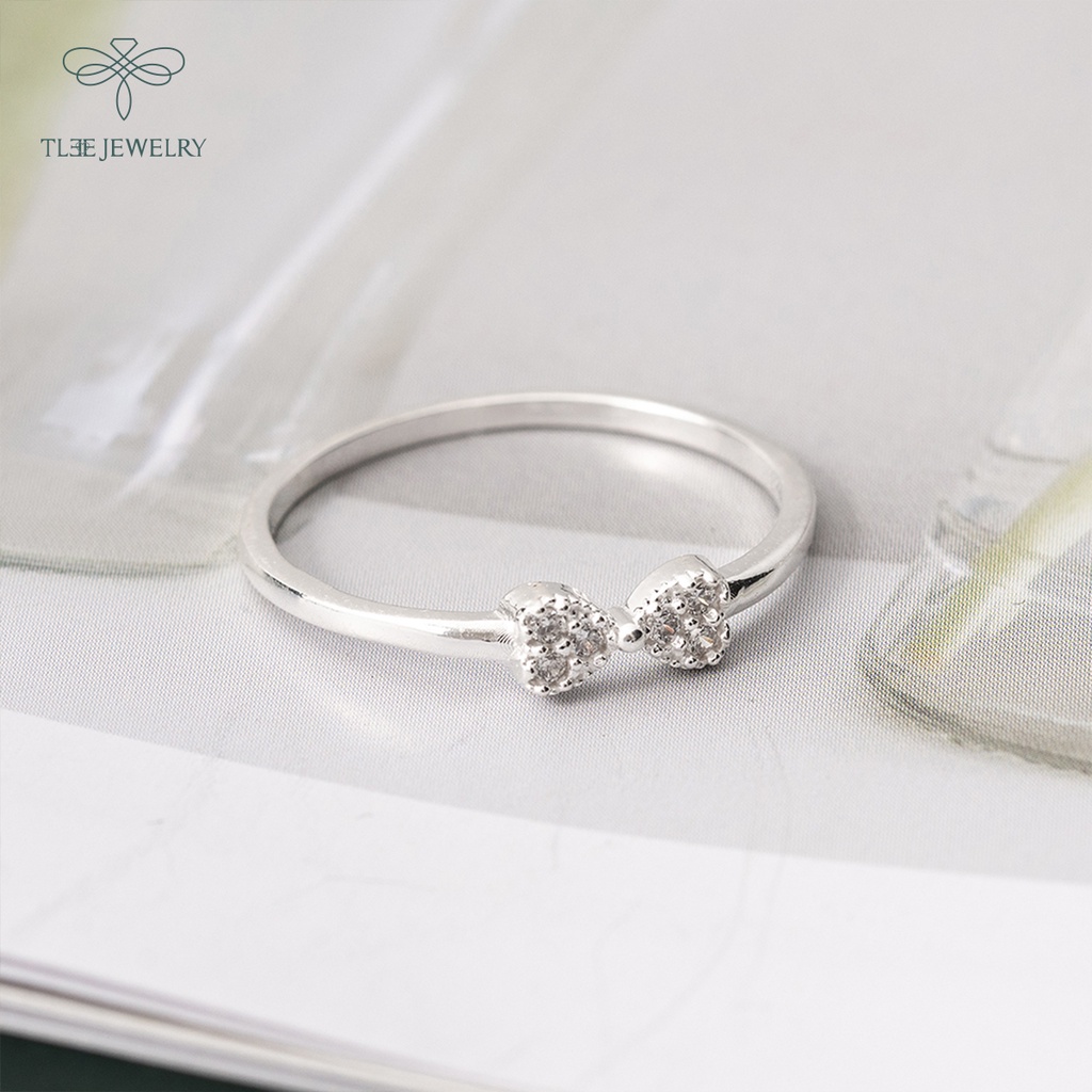 Nhẫn bạc nữ TLEE đính nơ đá tiểu thư sang trọng NCJ A0213