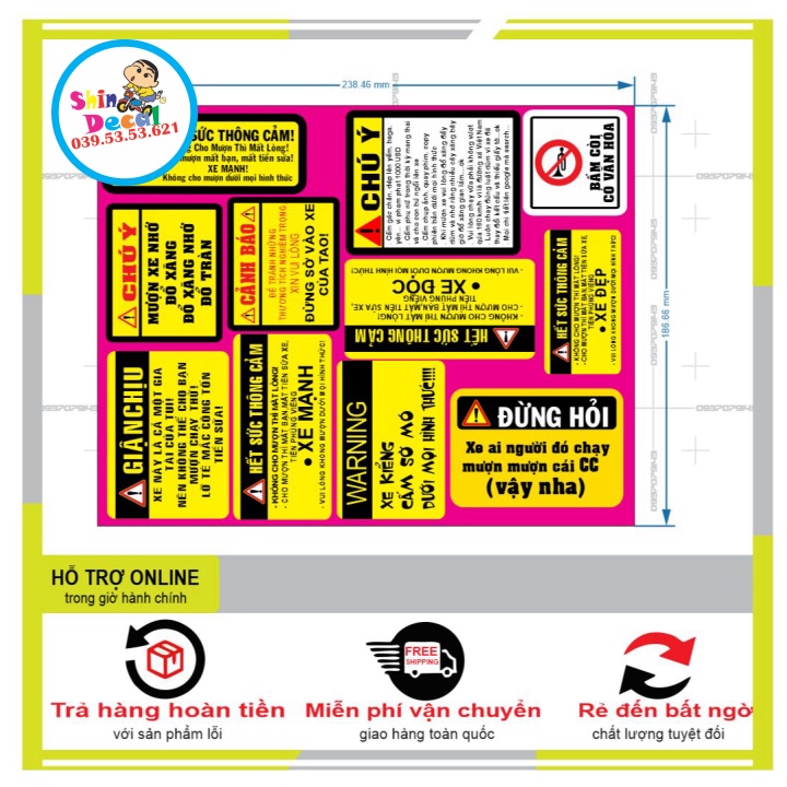 LOGO STICKER CẢNH BÁO GIẬN CHỊU MẪU 2 - SHINDECAL2