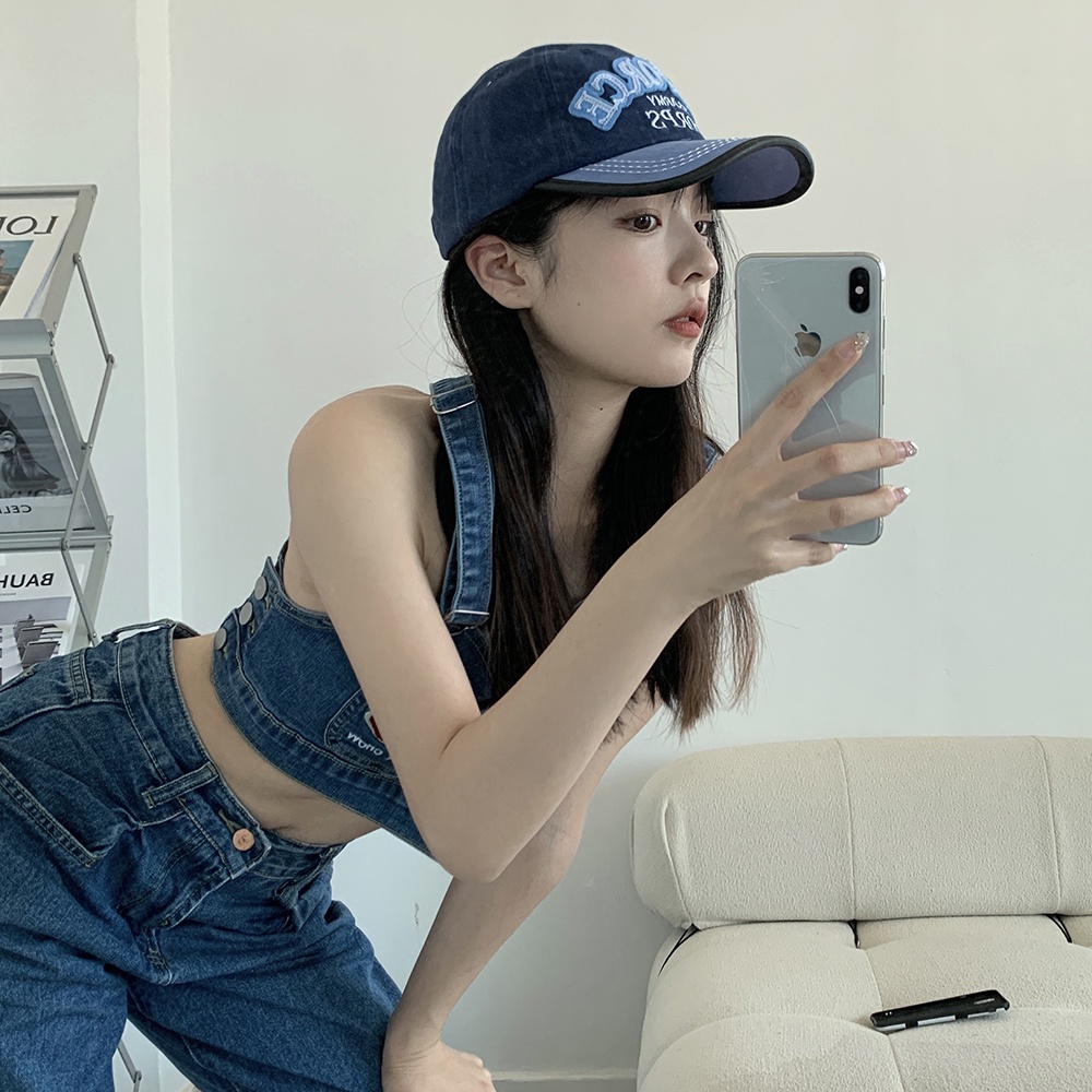 Mũ lưỡi trai da thêu chữ y2k kiểu retro thời trang xuân hè 2022 dành cho nữ