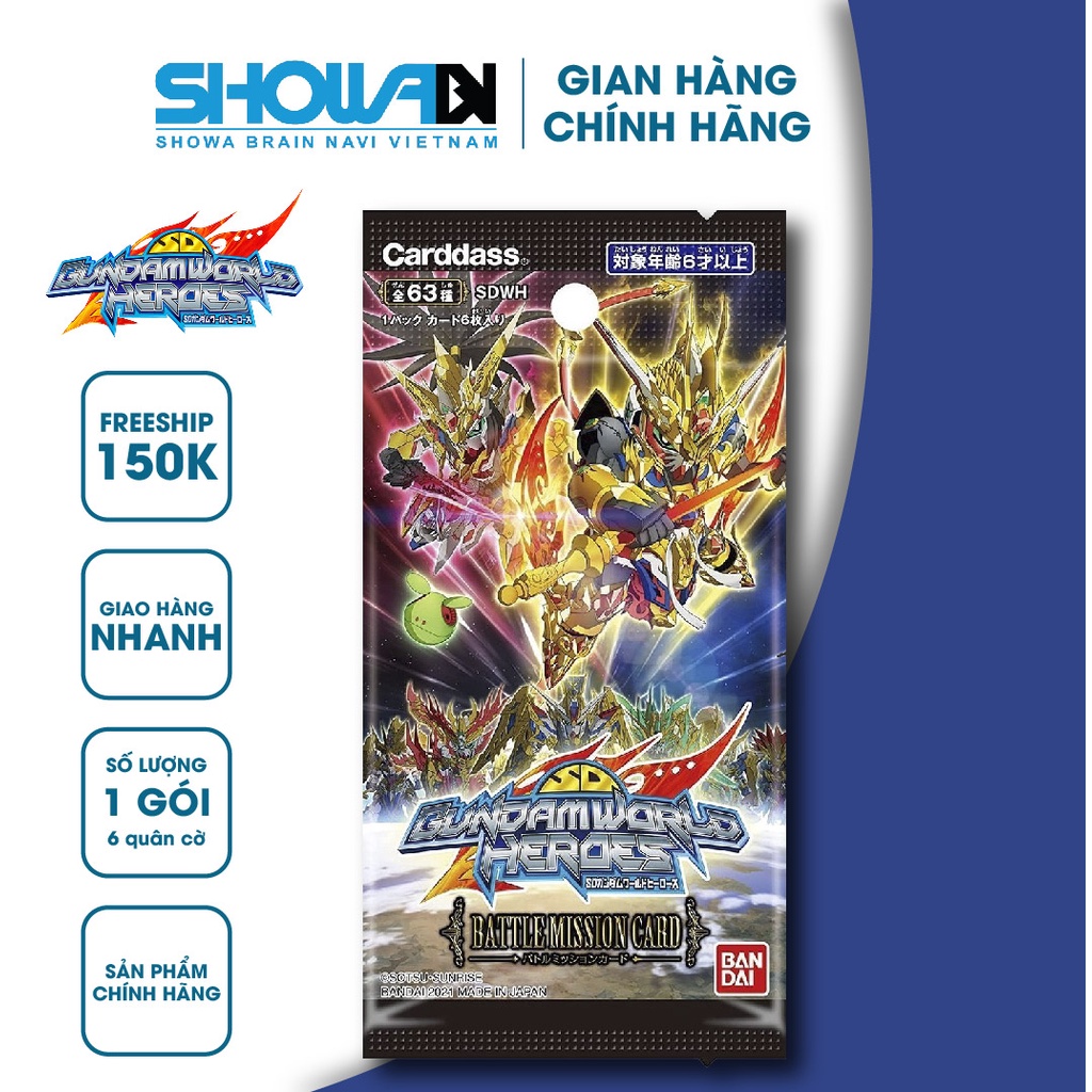 Bộ cờ chiến thuật SD Gundam Gói mở rộng SDWH0 Phiên bản World Heroes Battle Mission Card 1 gói/6 quân cờ