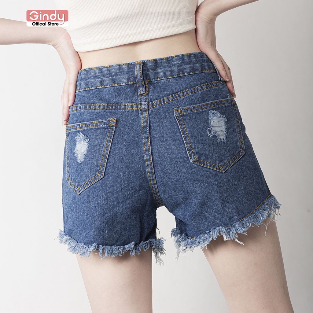 Quần short jeans nữ GINDY trơn mềm dáng ngắn thời trang phong cách trẻ trung năng động Q7105