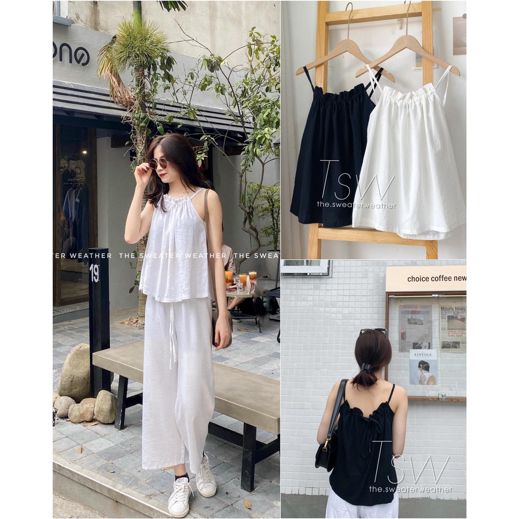 Áo đũi cổ yếm buộc dây