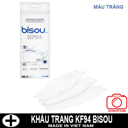 Hộp 10 khẩu trang 4D Cao Cấp Tiêu Chuẩn KF94 Bisou