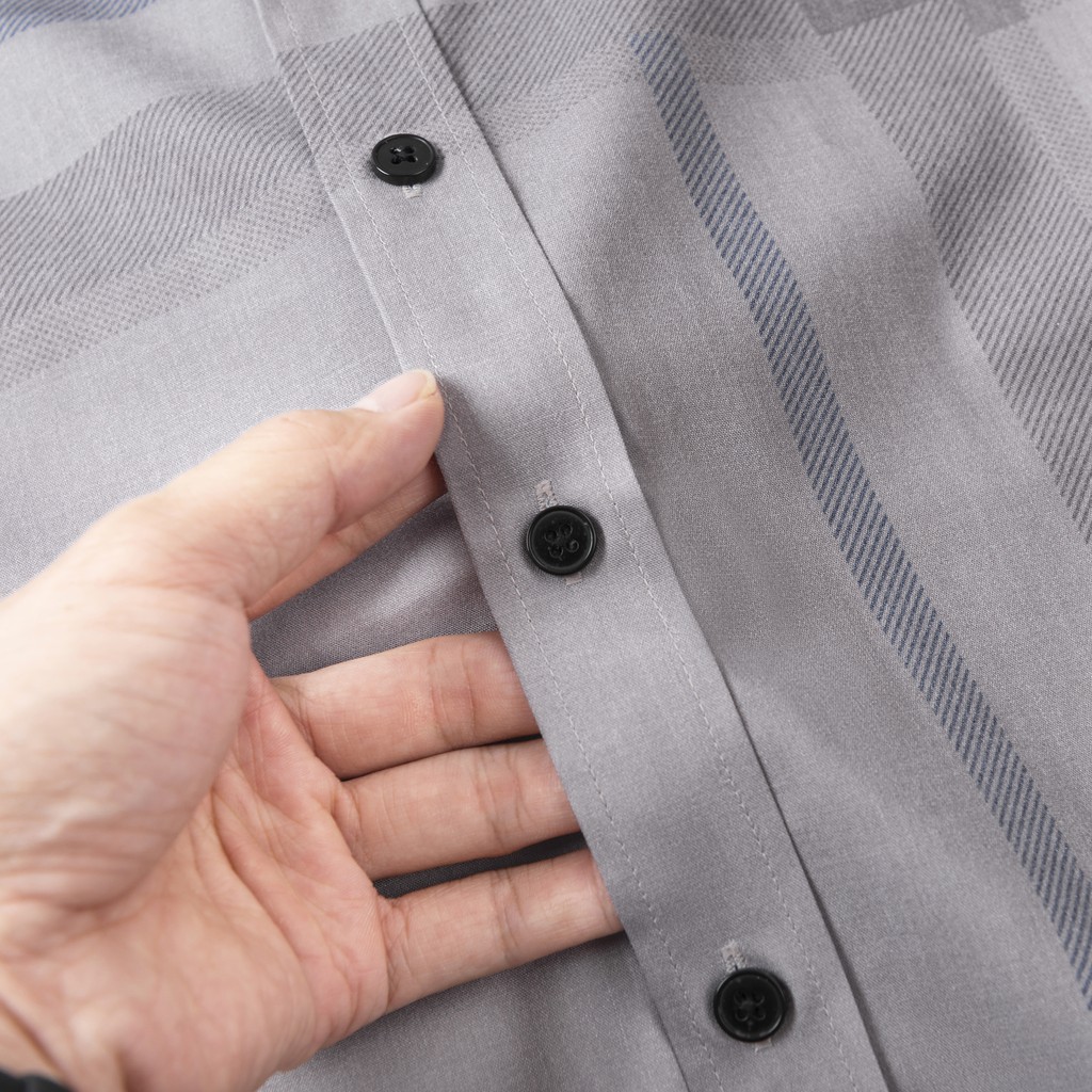 [HÀNG VIỆT NAM] Áo Sơ Mi Nam Công Sở Thương Hiệu ANTON Dài Tay Nâu Xám Kẻ Sọc Cotton - AT211 | BigBuy360 - bigbuy360.vn