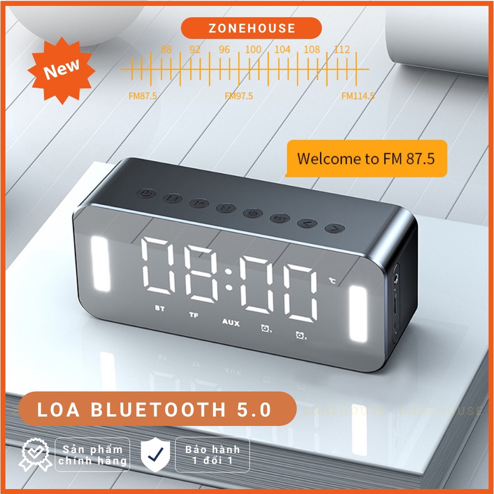 [NEW] Loa Bluetooth màn hình gương ZH8-NEW, đèn led soi gương, đồng hồ báo thức,đèn ngủ,FM, karaoke, chống ồn, Bass căng