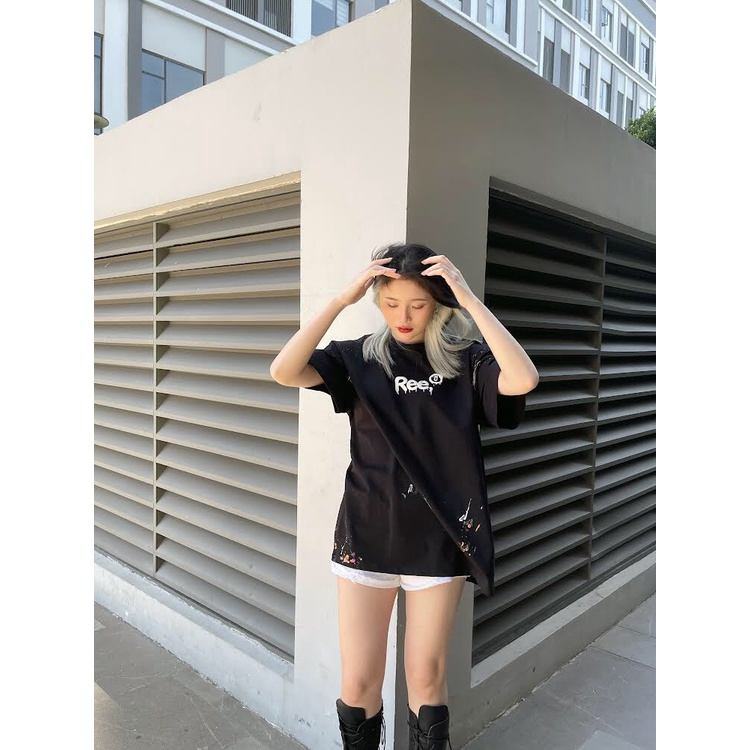 LOCAL BRAND REE - ÁO THUN VẨY SƠN THỦ CÔNG MÀU ĐEN