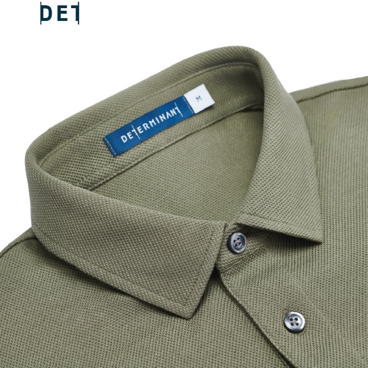 Áo thun nam Polo cao cấp kháng khuẩn tay ngắn DETERMINANT form rộng - 100% cotton - màu xanh ô liu - Olive [DETP02]