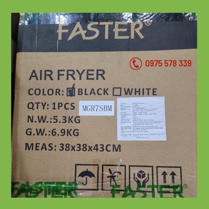 Nồi chiên không dầu Faster 7L -Made in Malaysia- Hàng chính hãng, nồi nướng không dầu