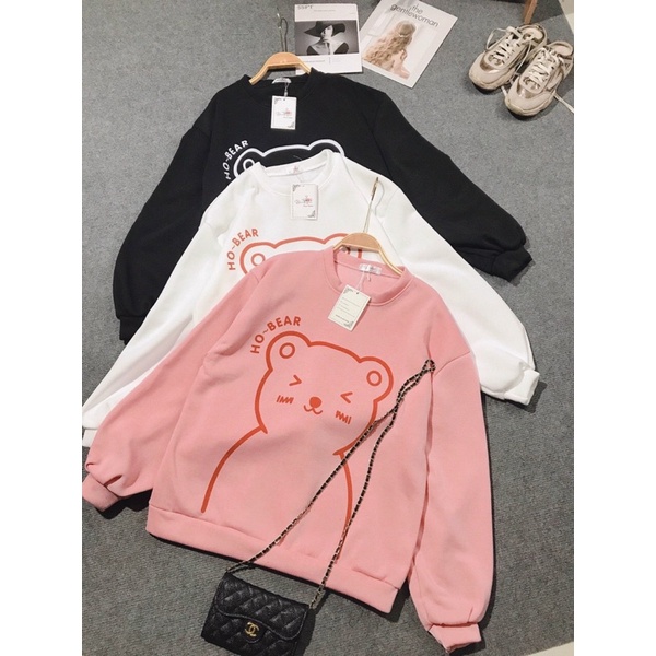 [SIÊU HÓT]  ÁO SWEATER Gấu Hello, Áo Nỉ Thụng Tay Phồng (ảnh thật + video)