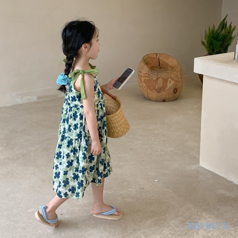 Đầm Hai Dây Thắt Nơ In Họa Tiết Hoa Phong Cách Hàn Quốc Thời Trang Mùa Hè Xinh Xắn Cho Nữ