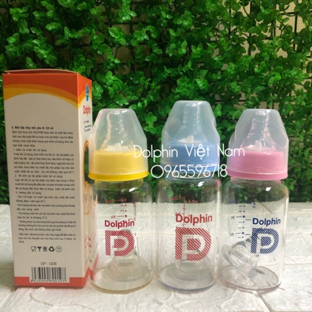 Bình sữa thủy tinh Dolphin 120ml/240ml