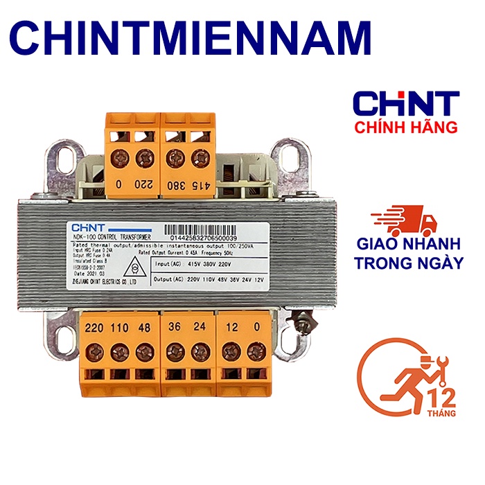 Biến Áp Cách Ly 1 Pha CHINT NDK Công Suất 25-50-100-150VA đến 500VA , Đầu vào 220/380/415V - Đầu ra 24/36/48/
