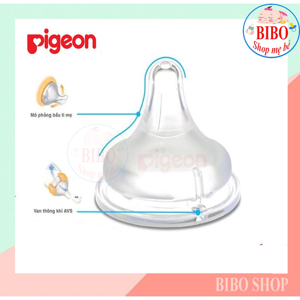 Núm Vú Silicone Siêu Mềm Plus Pigeon 2 Cái/Vỉ, Núm Ty Cổ Rộng