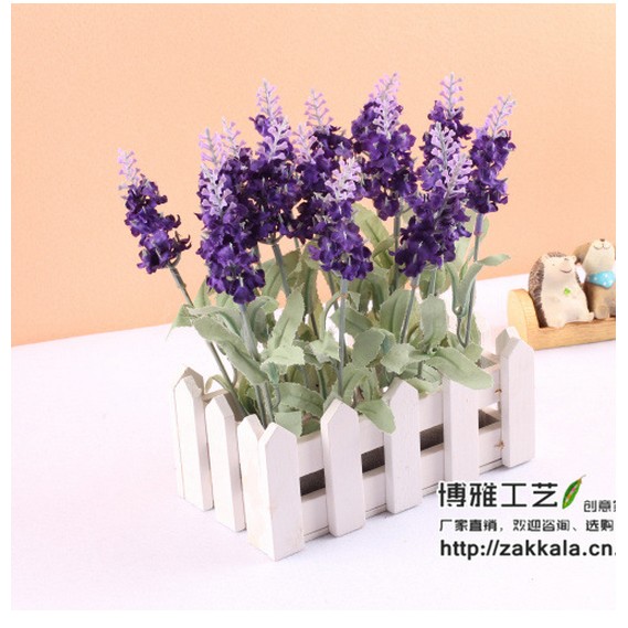 Hoa giả, hoa trang trí, hoa giả cao cấp - hàng rào gỗ lavender