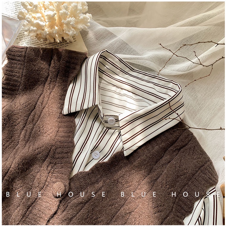 Áo Khoác cardigan Dệt Kim Không Tay Dáng Rộng Cổ Chữ V Phong Cách retro Hàn Quốc