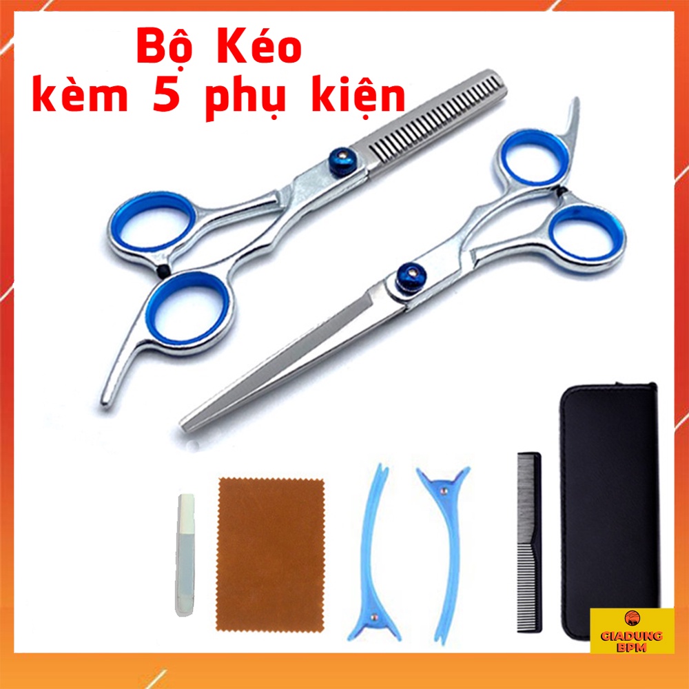 Bộ kéo cắt tỉa tóc đủ phụ kiện kèm bao gia, chất liệu thép siêu sắc bén, kéo cắt tóc gia đình và trẻ nhỏ, Giadungbpm