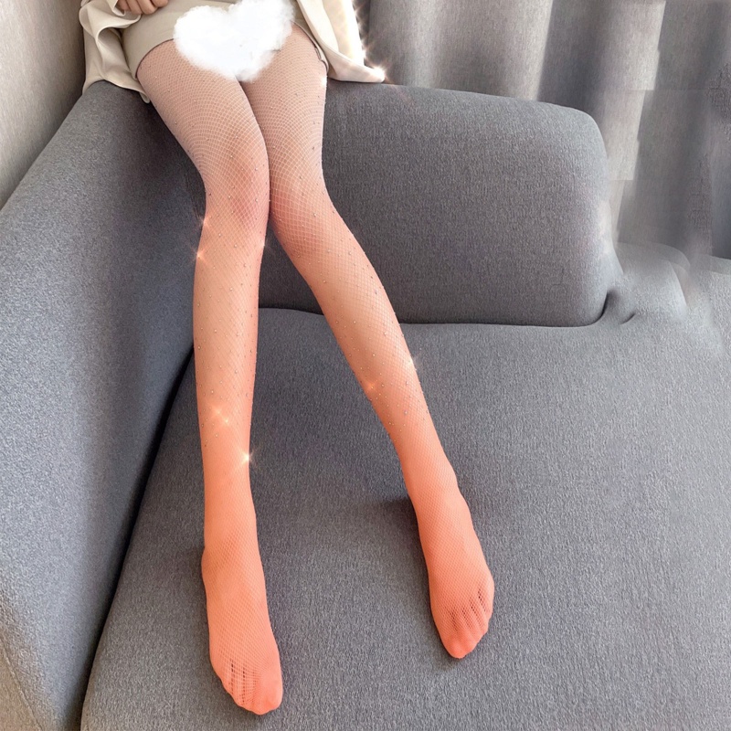XIXI Quần Tất Lưới Lưng Cao Đính Đá Màu Gradient Quyến Rũ Thời Trang Cho Nữ
