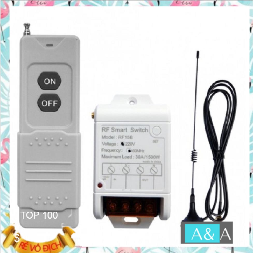 Công tắc điều khiển từ xa công suất lớn 30A/220V sóng Radio RF 433Mhz khoảng cách 500-1000M (RF Smart Swich 1000M)