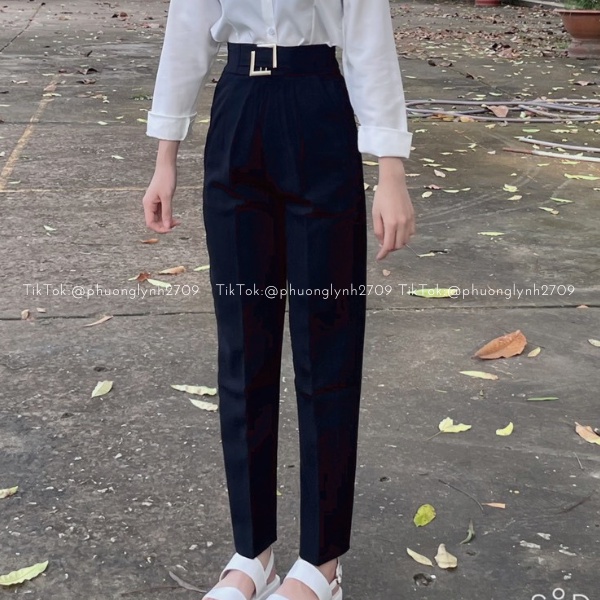 Quần tây nữ lưng cao , quần tây ống suông bagy đen nữ ,quần tây công sỡ nữ chất vải tuyết mưa cao cấp PLQ77