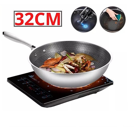 Chảo Vân Đá Tổ Ong Sâu Lòng Chống Dính 32Cm, Dùng Cho Mọi Loại Bếp