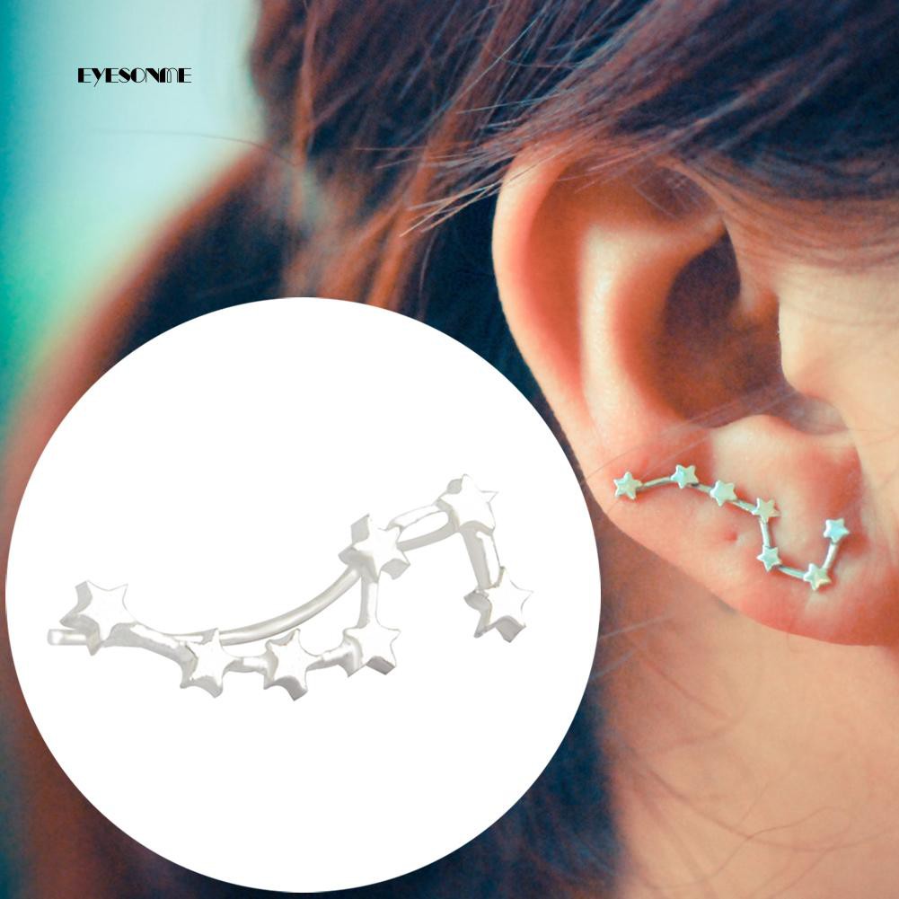 ♕Đôi Khuyên Tai Kẹp Vành Tạo Hình Chùm Sao Thời Trang Cho Nữ