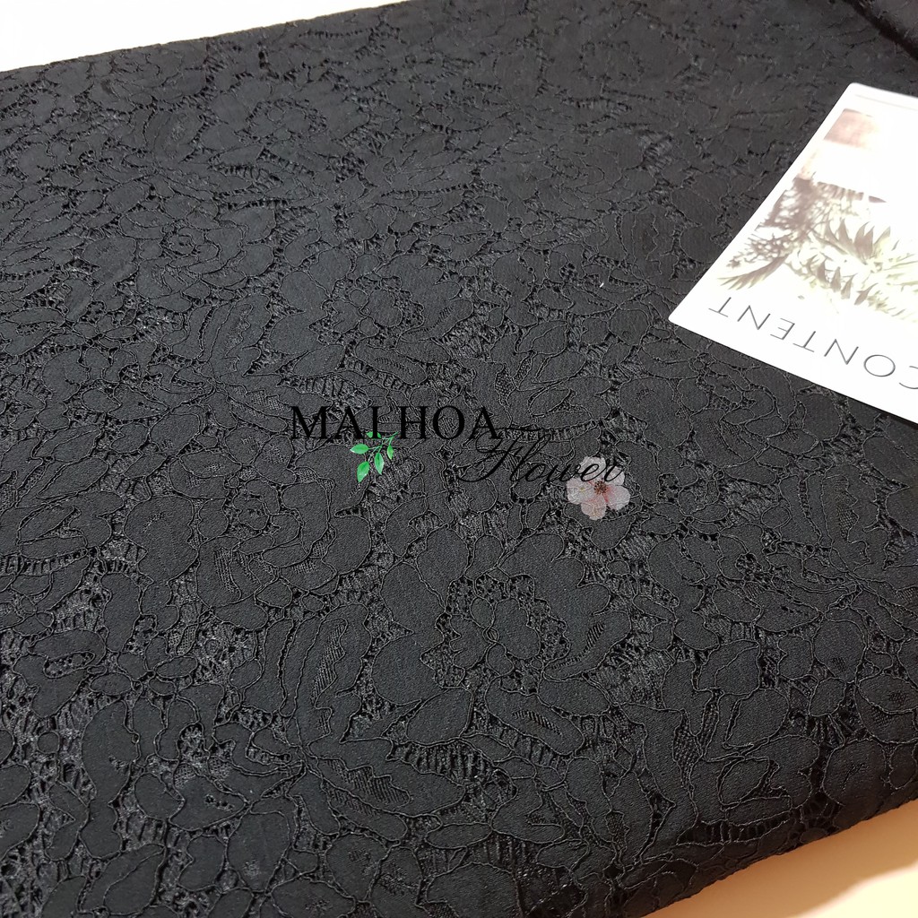 Vải ren đen dùng làm vải may đồ chất mềm mại có co giãn 150x150cm, Maihoaflower