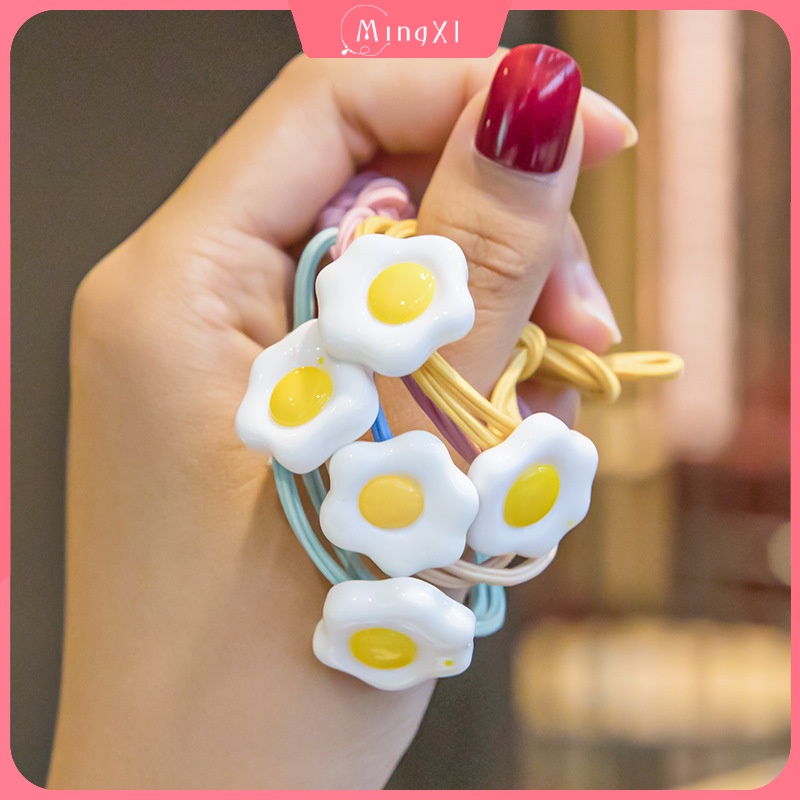 Dây buộc tóc cao su co giãn hình quả trứng kiểu Hàn Quốc xinh xắn trẻ trung dành cho nữ