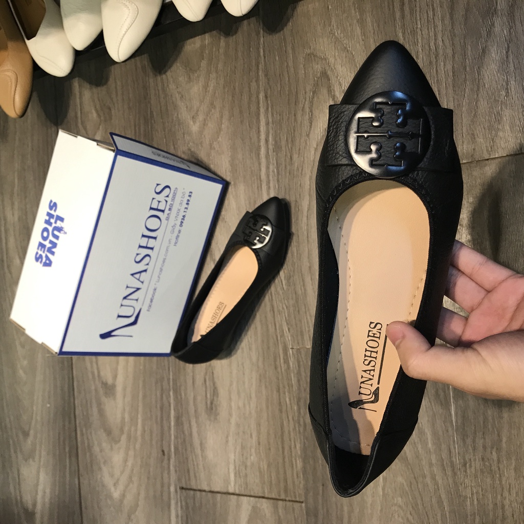 Giày đế xuồng nữ da bò mềm êm chân 3p Lunashoes (25801) mũi nhọn da bò 100% cao cấp dễ đi kiểu Hàn quốc nhiều màu