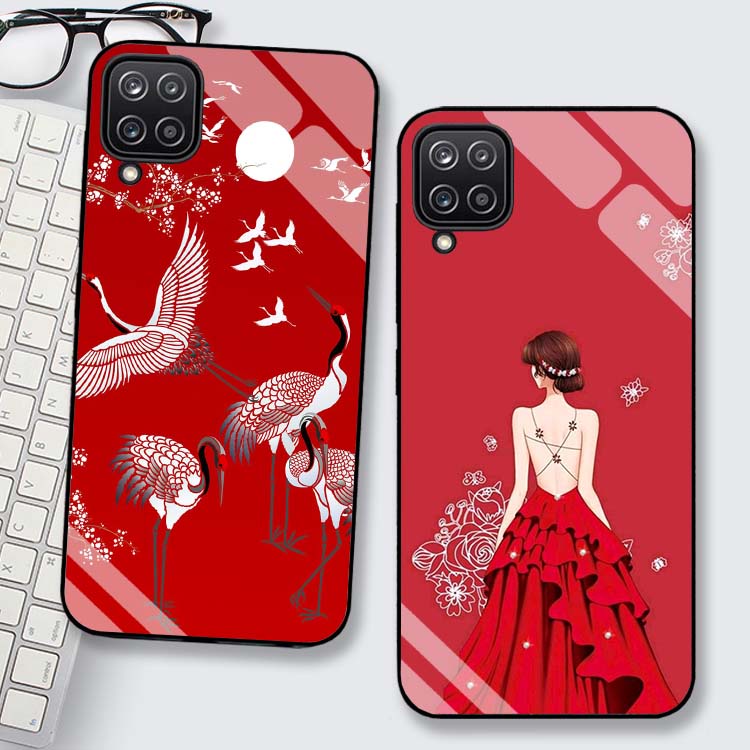 Ốp Lưng Samsung A12, A22 4G, A22 5G, M12, M22 Lưng kính cường lực Sang Trọng, Sáng Bóng