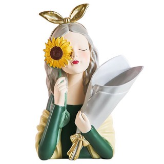 Lọ Hoa CÔ GÁI ÔM HOA Bình Hoa Decor Trang Trí cắm hoa khô để bàn