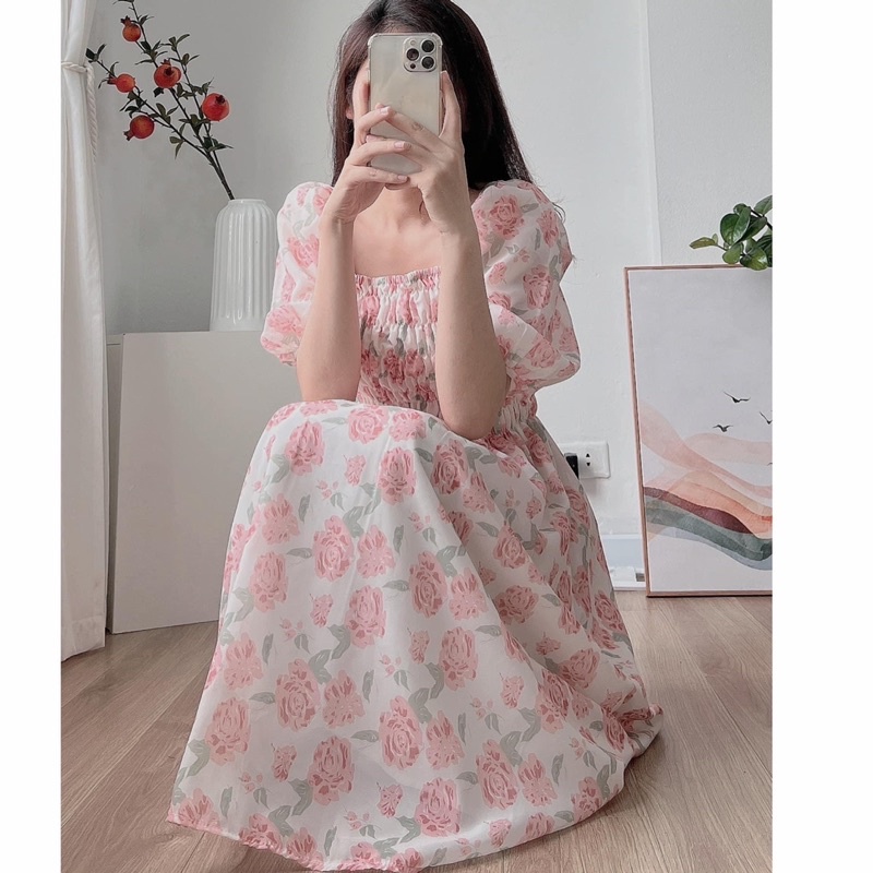 Đầm hoa nhí bông hoa hồng xinh xắn (hàng sẵn)